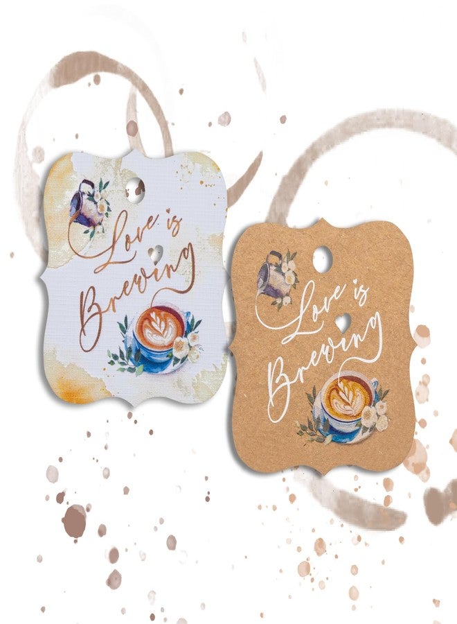 Summer-Ray.com Summer-Ray 50pcs Love is Brewing Gift Tags Perfect for Wedding, Bridal Shower, Coffee Theme Party (Square Brown Kraft - Love is Brewing) - Image 5